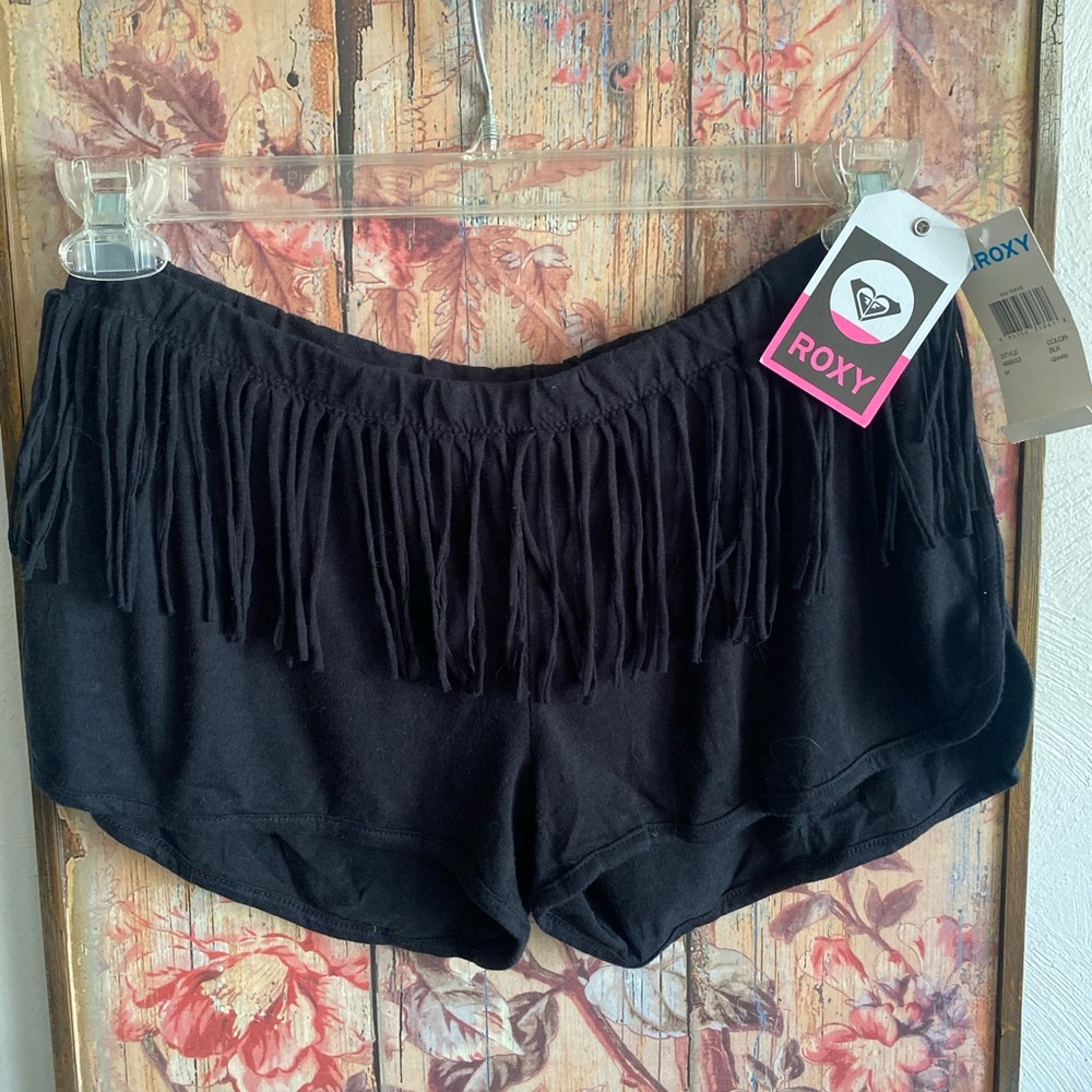ROXY SURF BOHO FRINGE LOUNGE SHORTS BLACK - Picture 4 of 13